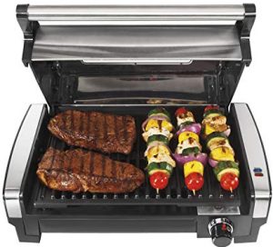  Hamilton Beach Electric Indoor Searing Grill with Viewing Window and Removable Easy-to-Clean Nonstick Plate